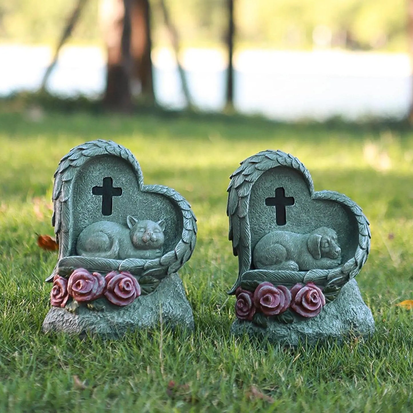 Pet Tombstone Statue Loss of Pet Sympathy Gifts Lawn Resin Pet Grave Marker