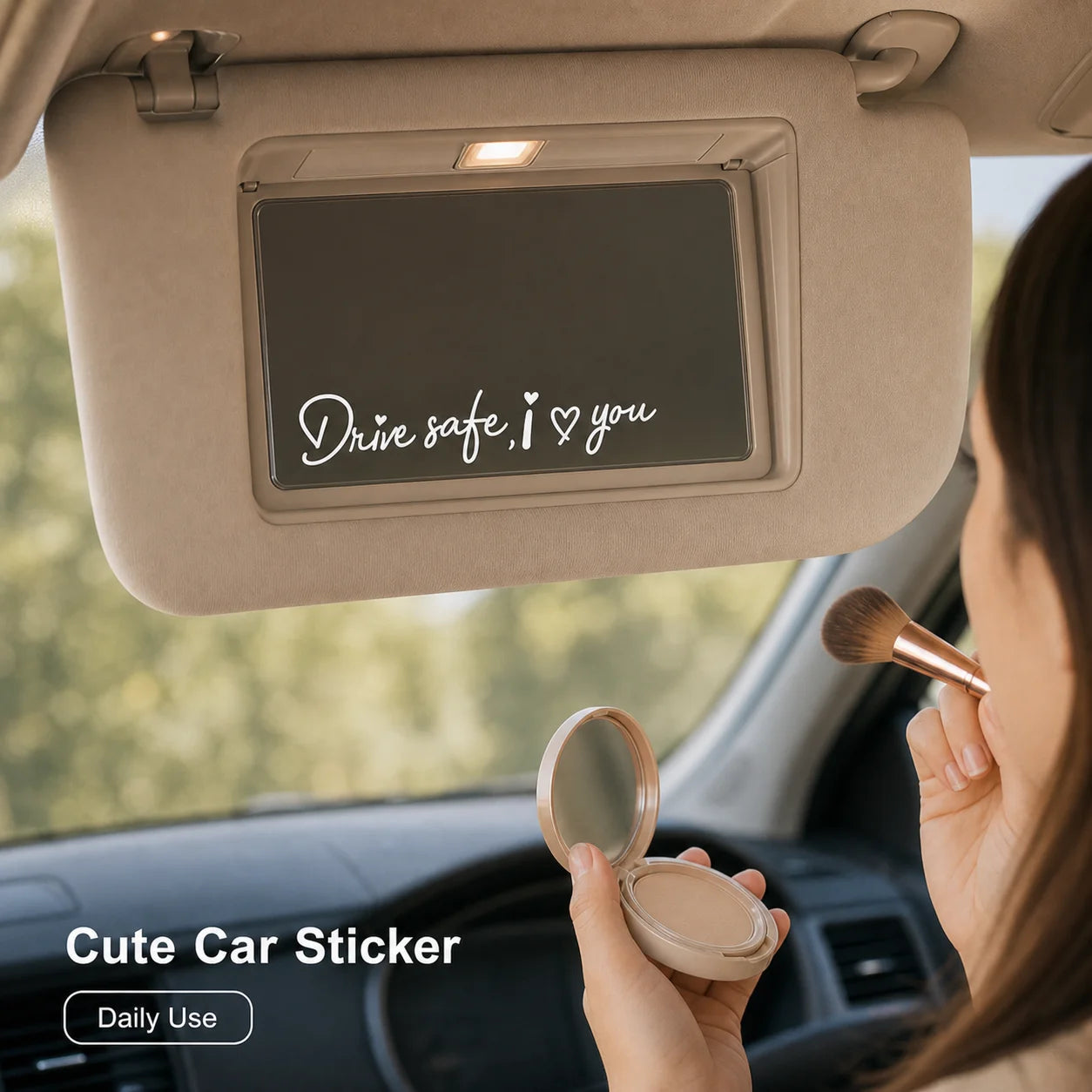 4Pcs Drive Safe I Love You Car Rearview Mirror Sticker Vinyl Decal Auto Interior Decor Self-adhesive Black White 13.5cm Gift