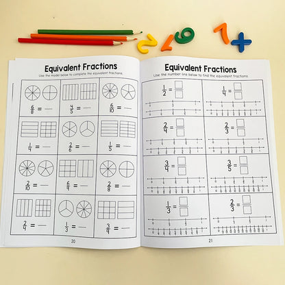 Basic Fraction Learn and Practice Training Workbook Fraction Fact Teacher Teaching Aids Primary School Math Cognitive Test Book