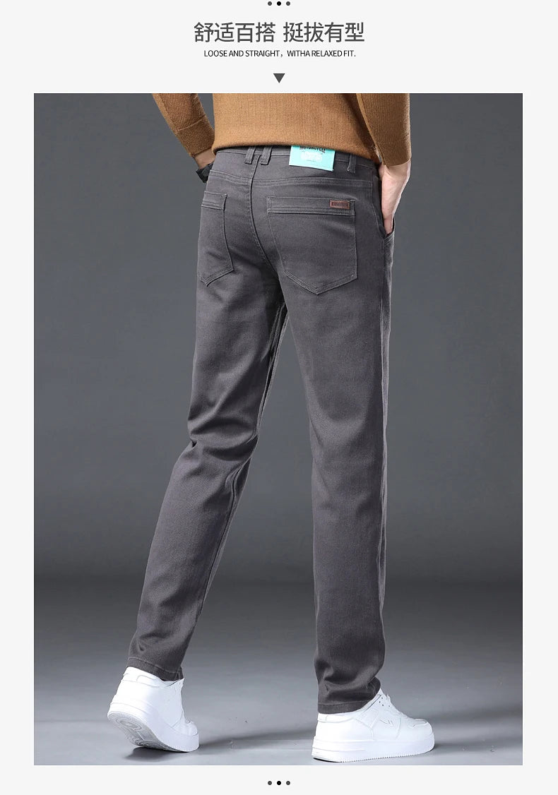 Classic Style 3 Colors Autumn Men's Slim Brown Jeans High Quality Business Casual High Stretch Denim Pants Male Brand Trousers