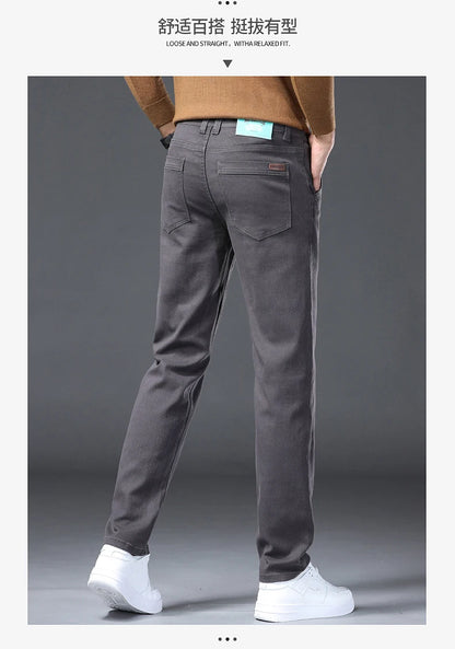 Classic Style 3 Colors Autumn Men's Slim Brown Jeans High Quality Business Casual High Stretch Denim Pants Male Brand Trousers