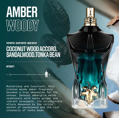 Jean Paul Gaultier Le Beau Le Parfum Intense for Men 125ml - Long Lasting Woody Amber Men's Cologne Eau de Parfum with Coconut Wood, Tonka Bean & Sandalwood - Designer Fragrance Spray long-lasting fragrance