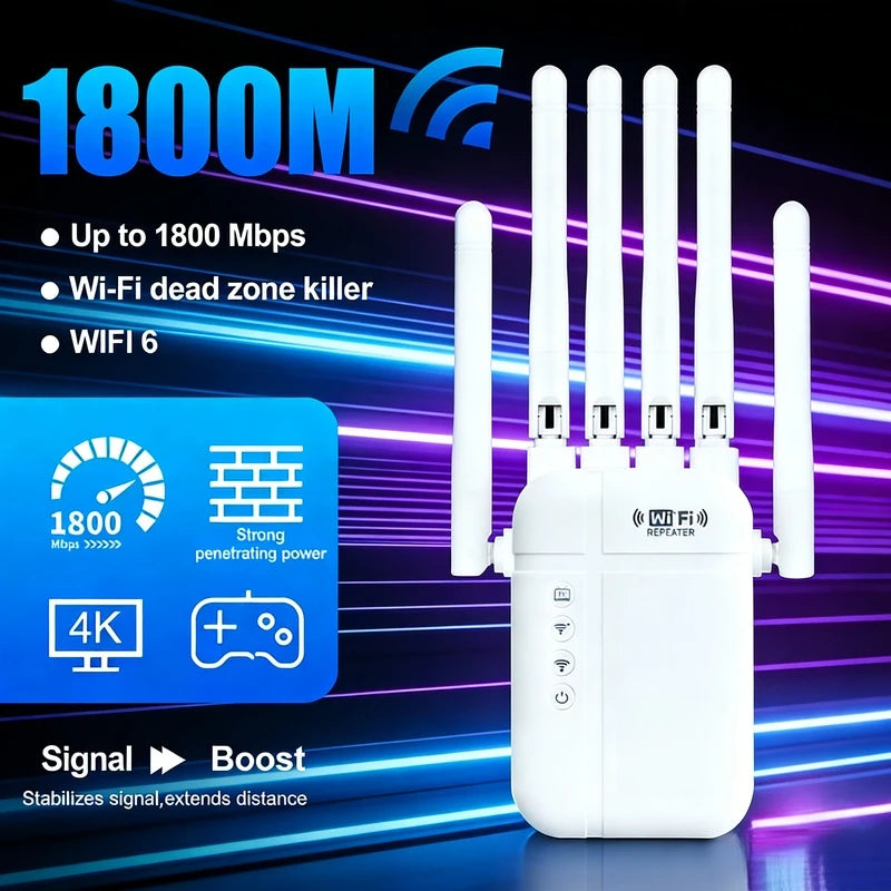 Wireless WiFi Repeater Router AP Signal Amplifier, High Speed WiFi Signal Booster Extender 10000 Square Feet Wide Coverage Area