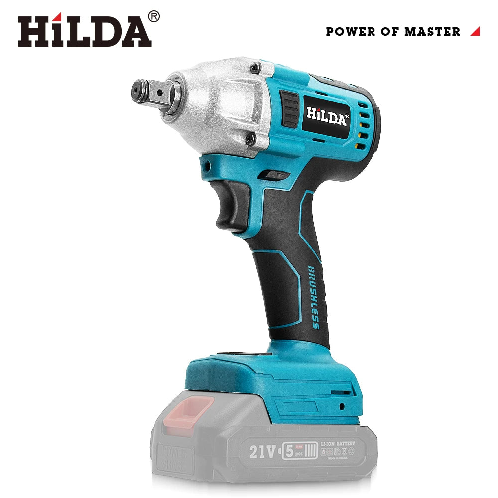 HILDA 1/2" Brushless Impact Wrench 1200N.m High Torque Electric Wrench Power Tool for Scaffolding Tire Repair For Makita Battery