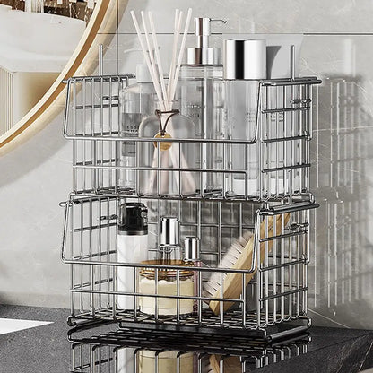Stainless Steel Bathroom Shelf No-Drill Shower Holder Hanging Organizer Tall-Rail Shower Storage Rack Shower Basket With Hooks