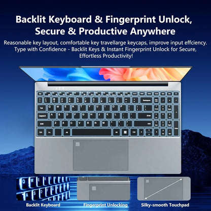 2026 New laptop 15.6 Inch Windows 11 Intel Core i9 9900 16GB RAM 1TB 2TB SSD Fingerprint Unlock Study Office Pc Gaming Laptops