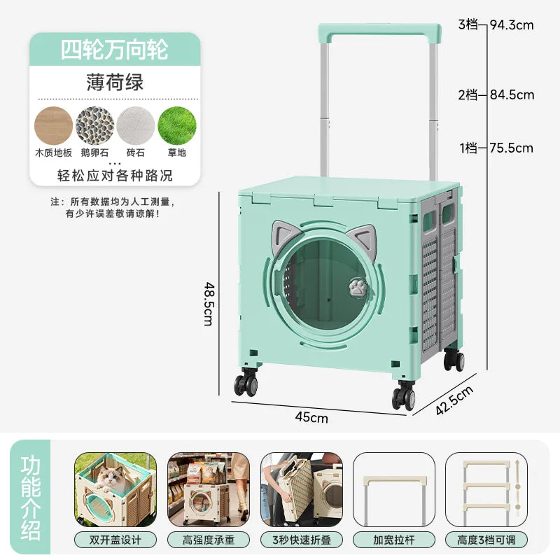 Pet outdoor pet travel trolley cat dog trolley folding shopping cart supermarket household