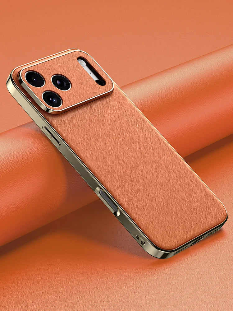LANGSIDI Luxury Leather Phone Case for iPhone 17 16 15 Pro Max Air 17Pro 16Pro Full Lens Protection Back Cover