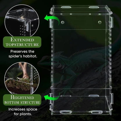 Reptile Enclosure Front Opening Escape Proof Habitat Acrylic Jumping Spider Habitat for Observation Home Pet Store Bedroom