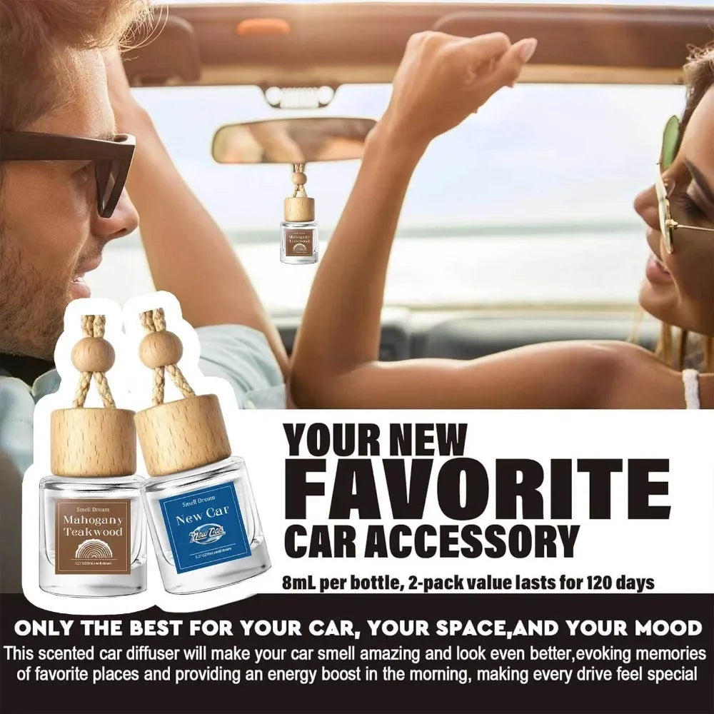 2 Pack Car Air Freshener Diffuser 2 Pack Hanging Air Freshener Diffuser - Vanilla Cream Fragrance Oil Air D iffuser for Car