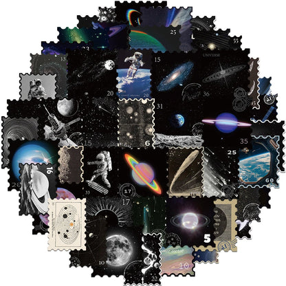 10/30/50pcs Retro Universe Planet Galaxy Stamp Stickers Cool Graffiti Decals for Laptop Luggage Scrapbook Waterproof Sticker Toy