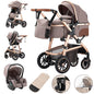 Baby Stroller 3 in 1 Easy Folding Multifunctional Stroller Travel Portable Baby Carriage Safety Seat EU Standard Aluminum Frame