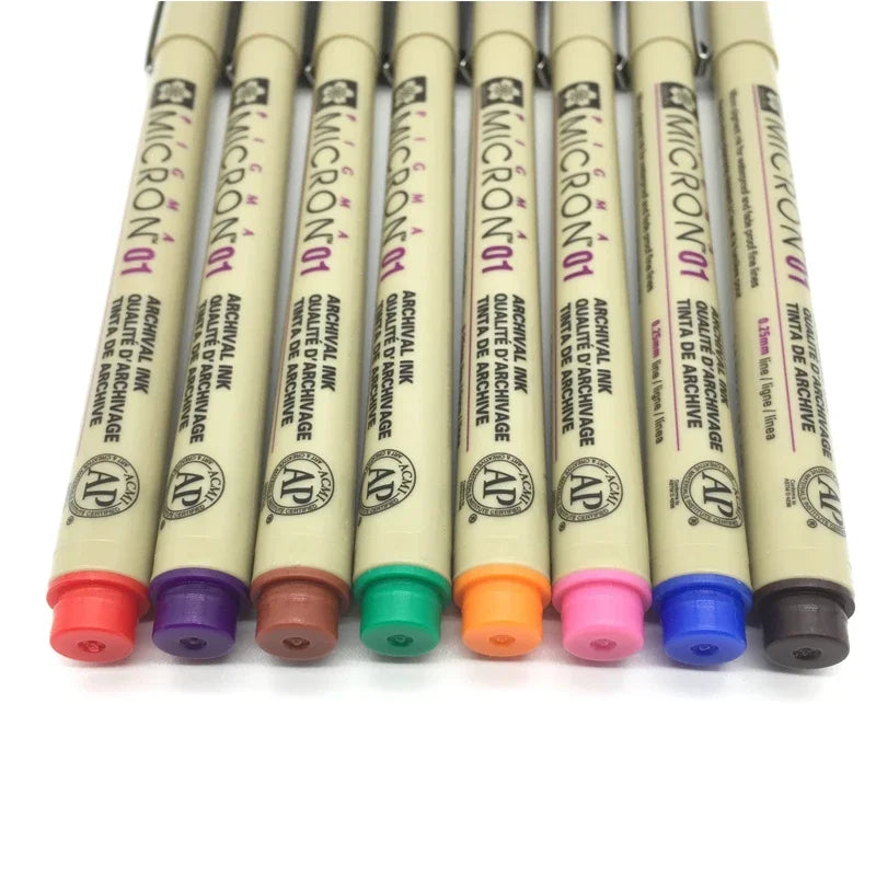 Set of 8/14colors SAKURA Pigma Micron Liner Pen 0.25mm 0.45mm Color Fineliner Drawing Lines Marker Pen Student Art Supplies