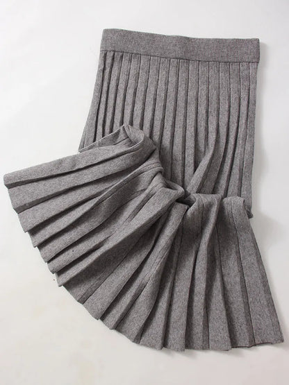 Autumn Knit White Mini Pleated Skirts For Women A Line Skirt Gray High Waist Women Knitted Pleated Short Skirts Korean Fashion