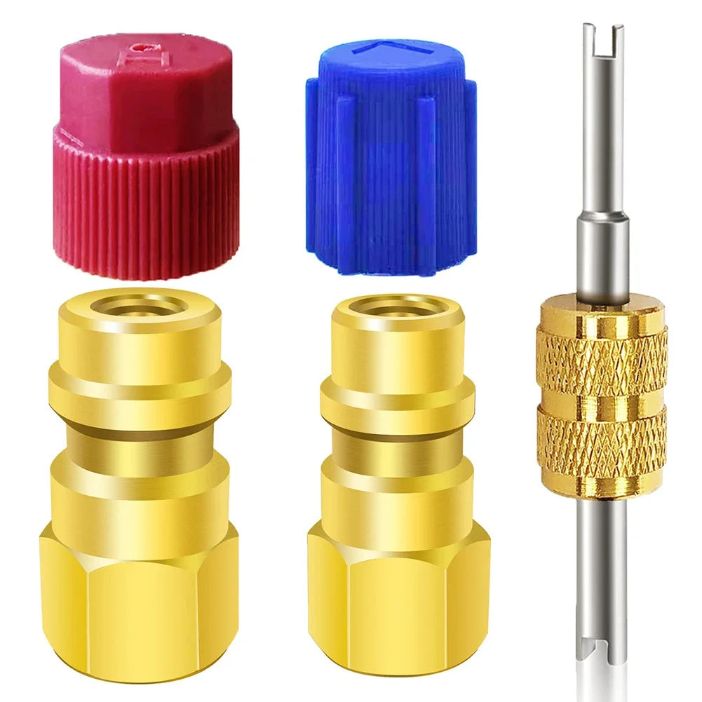 1 Pc R12 To R134a Conversion Kit Air Conditioner Filling Valve Fittings Port Adapter Retrofit Quick Disconnect Couplers