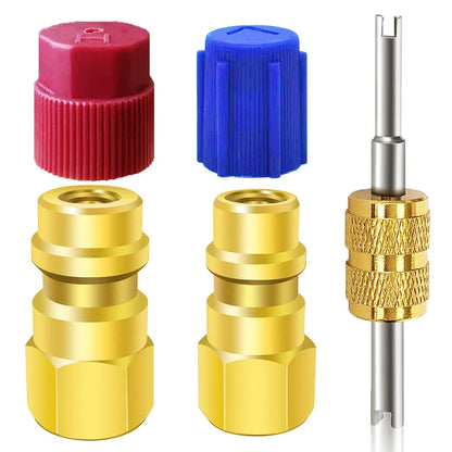 1 Pc R12 To R134a Conversion Kit Air Conditioner Filling Valve Fittings Port Adapter Retrofit Quick Disconnect Couplers