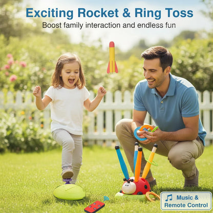 Musical Jump Sports Toys Toss Multifunction Ring Game Toy and Rocket Launcher for Kids Fitness Training Outdoor Game Gifts