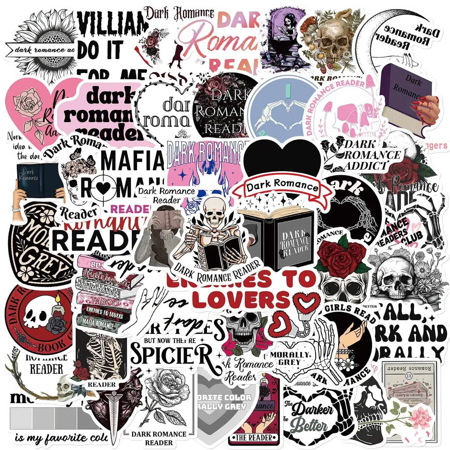 10/50/100pcs Mix Kawaii Smut Bookish Dark Romance Reading Book Stickers Aesthetic DIY Scrapbooking Notebook Laptop Phone Sticker