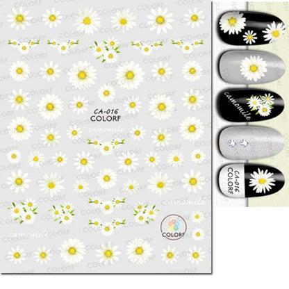 3d Nail Art Decals Watercolor Florals Purple Green Pink Flowers Leafs Fruit Adhesive Sliders Nail Stickers For Manicure
