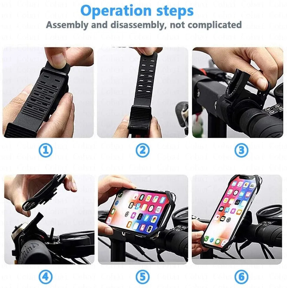 Universal Phone Silicone Holder Bicycle Motorcycle Mobile Buckle Pull Non-slip Adjustable Bike Handle GPS Mount barracket Stand