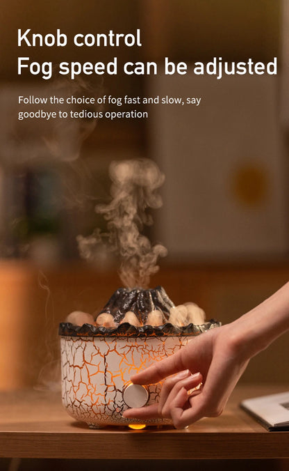 Air Humidifier Aromatherapy Essential Oil Diffuser Cool Mist Diffuser, Flame & Volcano 2 Mist Mode, for Bedroom,Office,Yoga,Gift