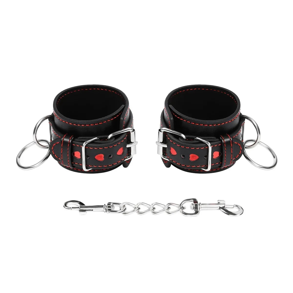 Detachable Heart Shape PU Leather Bondage Cuffs for Wrist And Ankle Adult Fetish BDSM Toy for Couples Men Women