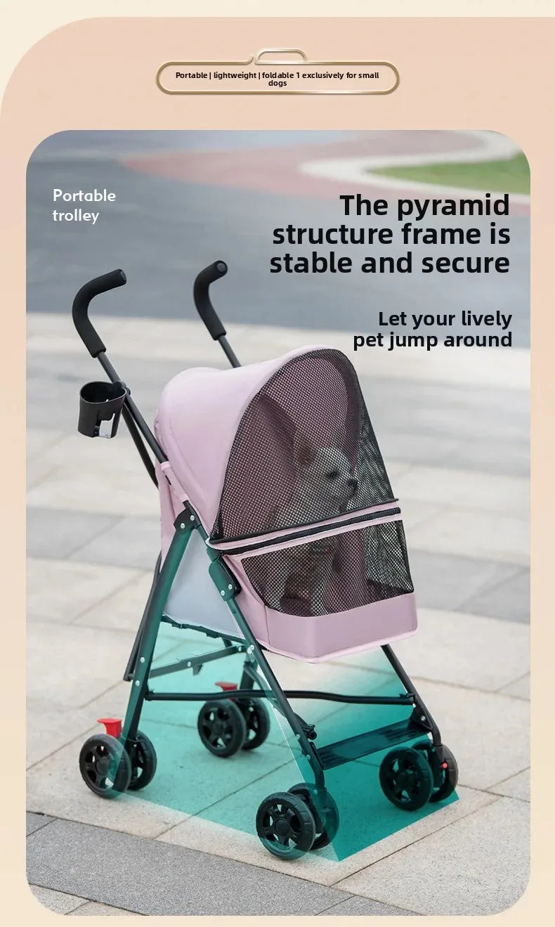 Foldable Pet Stroller for Small Dogs Cats Lightweight Travel Pushchair Breathable Carrier  Teddy Puppies Outdoor Walks Shopping