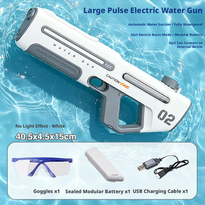 Electric Water Gun Powerful Automatic Squirt Toy Summer Beach Pool Outdoor Game Dual Mode Manual Water Blaster with LED Light