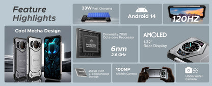 Global Version DOOGEE S200 5G Rugged Phone 6.72" 120Hz Display 12GB 256GB 100MP AI Main Camera 10100mAh Battery NFC Smartphone