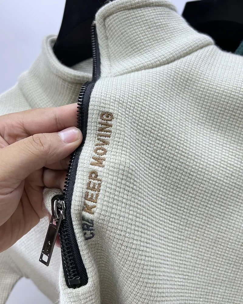 Men's Knitwear Solid Color Chunky Half Zipper Thickening Sweater Warm Sweater Fashion Luxury Men's Clothing Turtleneck Sweater