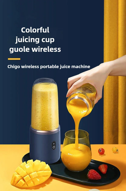 Portable Fruit Juicer Blenders Outdoor Personal Electric Mini Bottle Home USB Charge 6 Blades Double Cup Juicer Machine