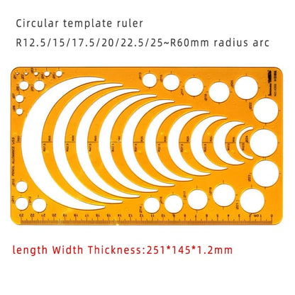 Geometric Drawing Template Set With Measuring Ruler - Yellow Transparent Plastic Tools+Bonus PE Zipper Bag - For Architecture