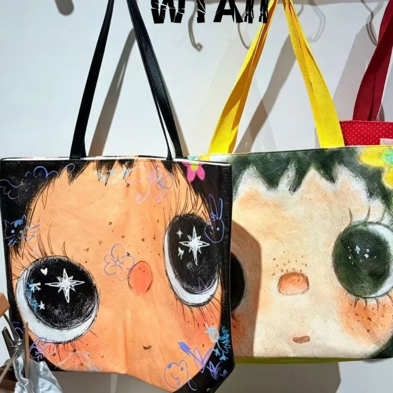 New Creative Women's Tote Bag Trend Face Printing Large Capacity Shoulder Bag Water Proof Hot Girl Handbag Large Shopping Bag