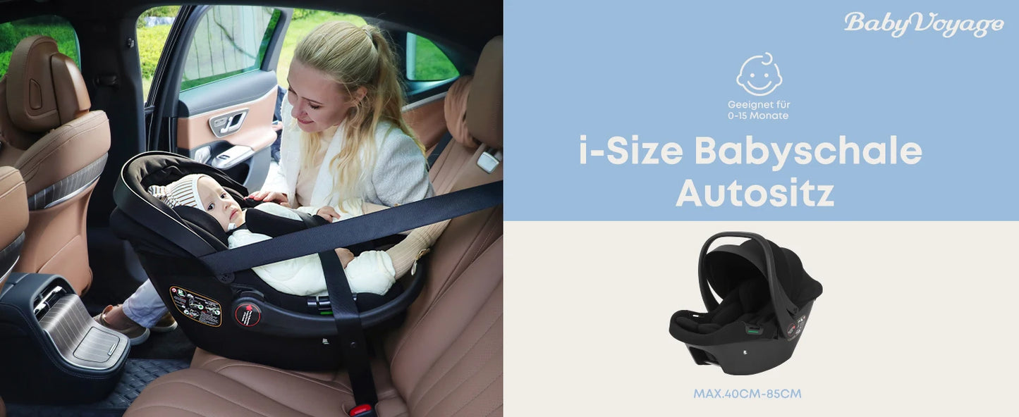 Infant Baby Car Seat Newborn 0-12 Months Max 12kg Sun Canopy Padded Seat 3-Point Safety Belt Side Protection I-Size Baby Car Sea