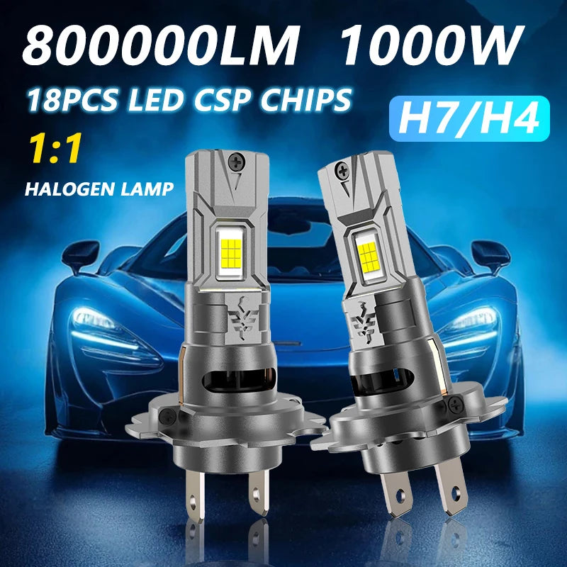 H7 H4 Led Canbus Lights 1:1 Mini Size Car Headlight With Fan 800000LM Super Bright Wireless Turbo Fog Bulb 6000K Automobile Lamp