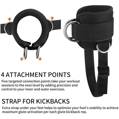 Ankle Strap for Cable Machine Kickbacks,Glute Workout,Leg Extensions,Booty Hip Abductors Exercise,Adjustable Ankle Cuff for Gym