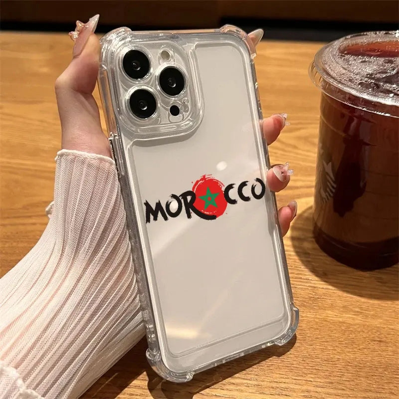 Morocco Flag Passport Coat Phone Case Clear For iPhone 17 16 14 15 11 12 13 Pro Max 16E 15 16 Plus 17 Air Soft Shockproof Cover