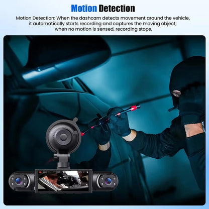 Dash Cam Vehicle DVR Video Recorder 4 Cameras for Cars Black Box Front Rear Internal Night Vision Loop Recording Dashcam Car 360