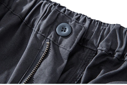 Mens Cargo Shorts 100% Cotton Casual Running Shorts Elastic Waist Hiking Outdoor with a Belt