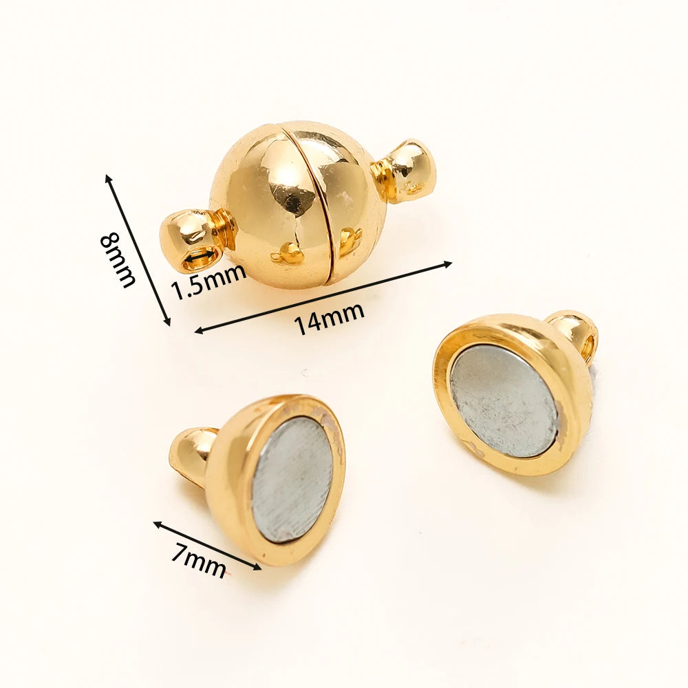 4/6pcs/lot 8*14MM 14K/18K Gold Plated Metal Brass Magnetic Bracelet Clasp Beads for DIY Jewelry Making Findings Accessories