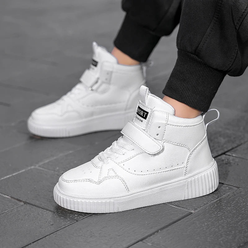 autumn boys sneaker high top children shoes luxury leather basketball shoes kids PU tennis sports shoes for boy size 28-39