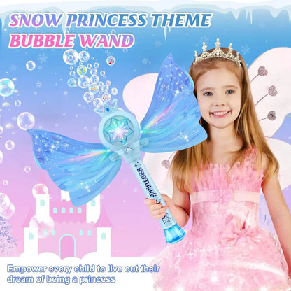 Children's Bubble Machine, Glowing Princess Bubble Stick, with Music and Detachable Wings, Outdoor Indoor Garden Party Toy