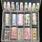 New Flower Nail Foils for Transfer Paper Stickers Floral Adhesive Fruit Nails Wraps Fish DIY Water Marble Nail Art Decorations