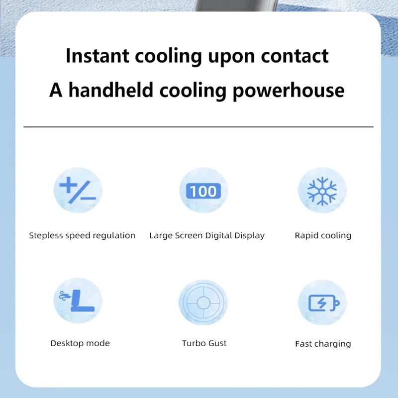 Lenovo Portable Fan Handheld Cooling Fan 100 Levels Foldable Rechargeable Strong Wind Air Cooler Digital Display Long Battery
