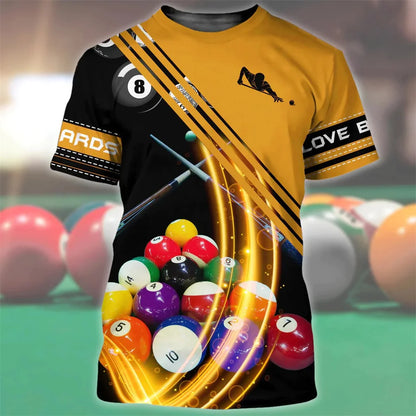Love Billiards Snooker Fitness T Shirt 3D Print Gym Clothing Men Shirts Fashion Streetwear T-shirt Funny Unisex Short Sleeve Top