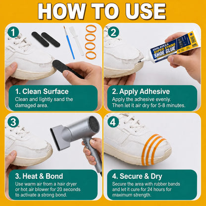 2PCS 60ml Shoe Sole Adhesive Repair Kit with Applicator Tools for Sneakers Boots Leather Rubber Canvas Flexible Footwear Fix
