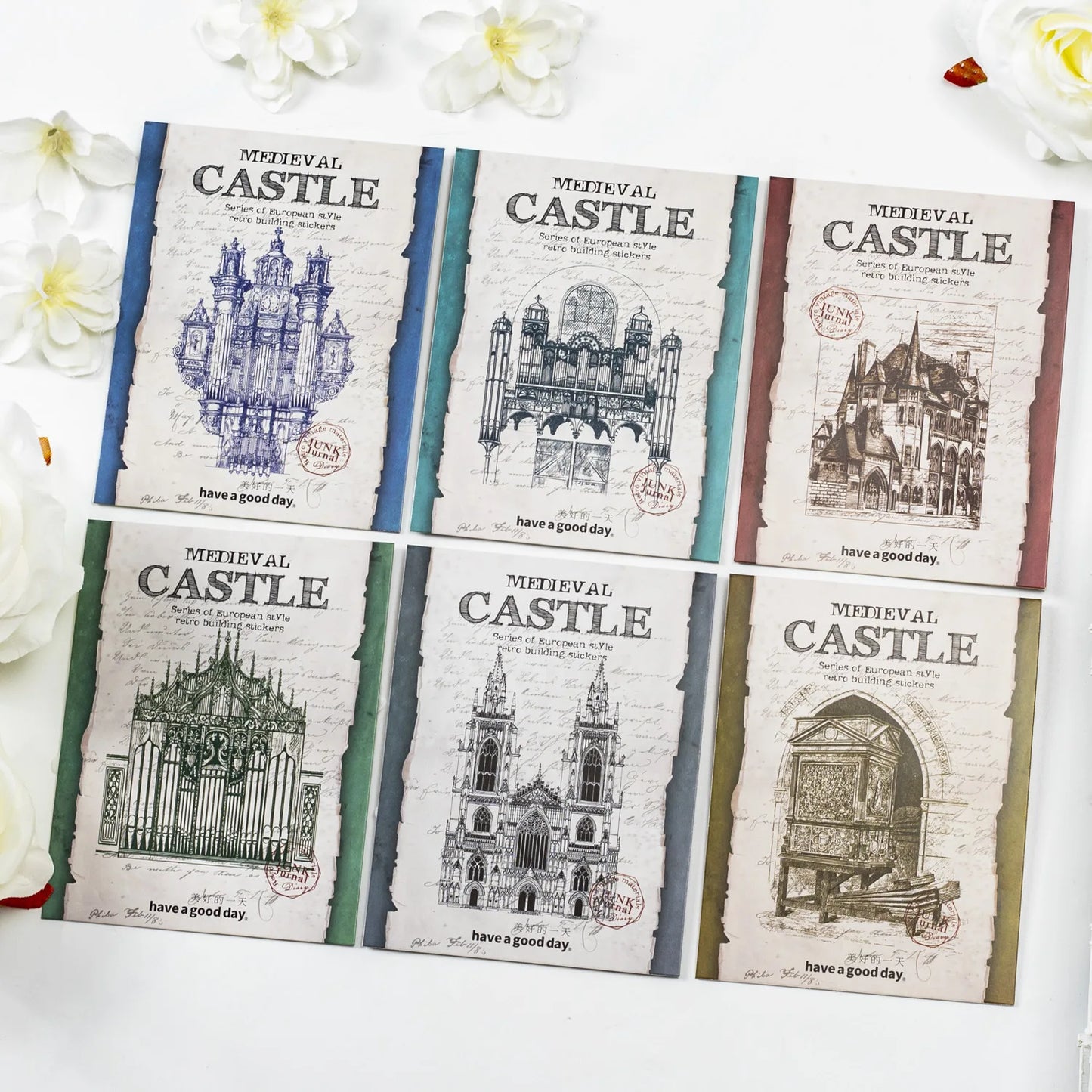 10pcs/lot Memo Pads Material Paper Medieval Castle Journal Scrapbooking paper Card Background Decoration Paper