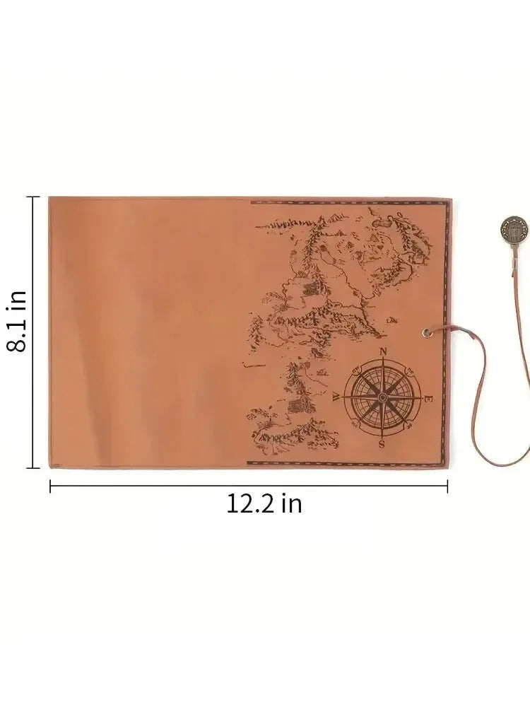 1PC Creative Treasure Map Retro Pencil Case Leather Large Capacity Roll Pencil Bag Embossed Buckle Simple Stationery Box Roll Po