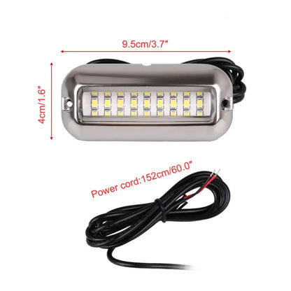 2PCS 27LED Blue/White/Red Stainless Waterproof Lights Underwater Pontoon For Marine Boat Transom&Blue Light Saig Lamp 50W