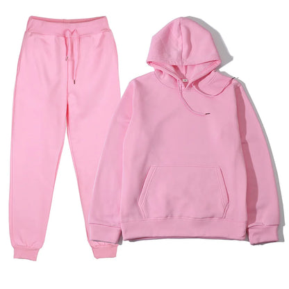 Men's Autumn and Winter New Solid Color Hoodie+pants Two-piece Set Fashionable Casual Sports Set Size S-3XL Men's Tracksuit